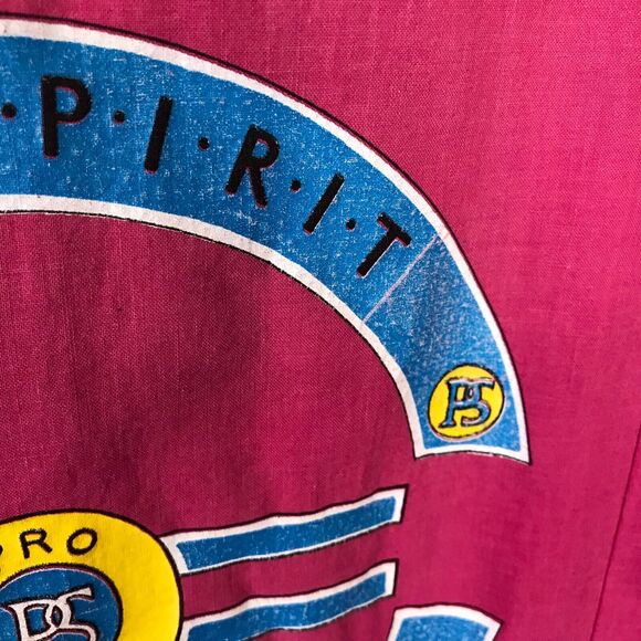 Vintage 80s Pro Spirit Shirt Size M/L Pink Long Sleeve Cotton Blend Logo - Picture 5 of 10